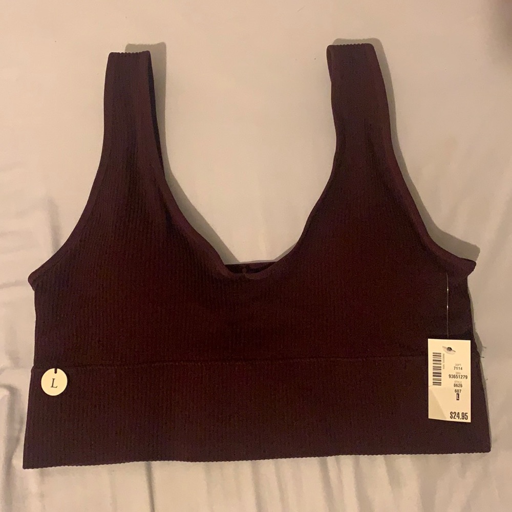 Dark purple seamless bralette top, size L, Never worn with price tag still on!